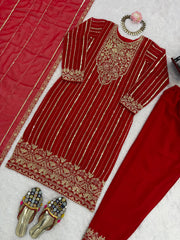 Attractive Red colour Georgette Work Salwar Suit
