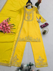 Designer Party Wear Chinon Silk Embroidery Codding & Sequins Work Dress