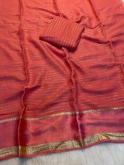 Beautiful Viscose Georgette Lining Satin Border Saree