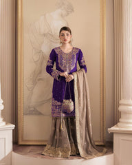 Party-wear Beautiful Designer Georgette Coding & Sequence With Pearl Work Sharara