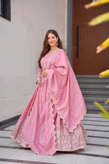 Designer Party-wear Heavy Shimmer Silk Embroidery Sequence Work Gown