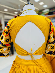 Bright Beautiful Yellow Embroidery With Mirror Lehenga Choli