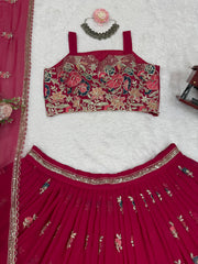 Beautiful Festival Special Georgette Thread With Sequence Work Lehenga Choli