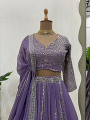 Stylish Purple Georgette Sequence Work Lehenga Choli