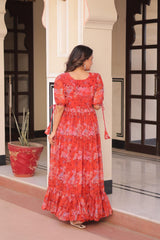 Beautiful Georgette With Printed Women's Full Flair Gown