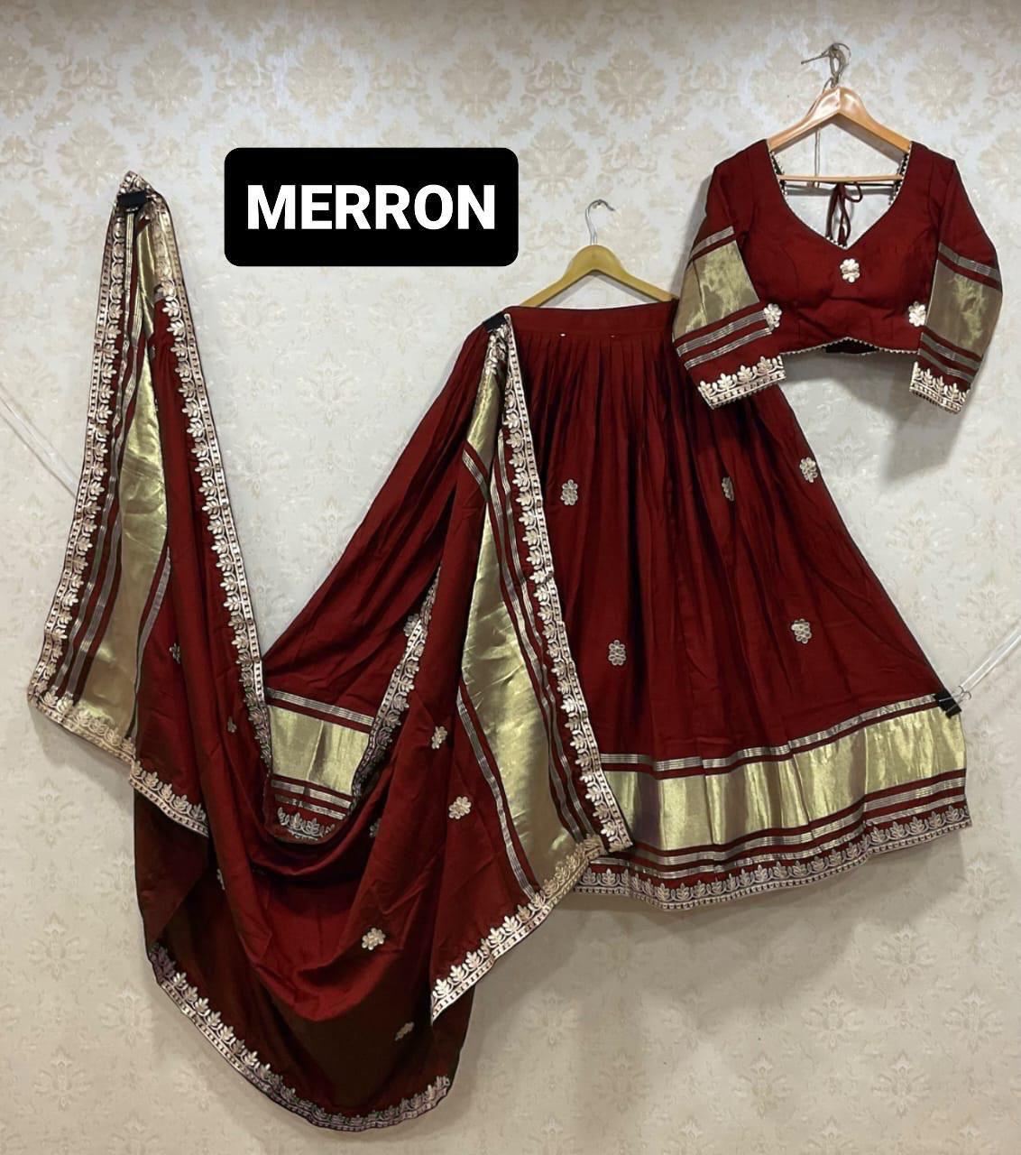 Festive Special Modal Gajji Silk Lagadi Patta With Gotta Work Lehenga Choli