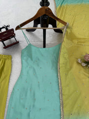 Beautiful Stylish Chinon Silk Sequence With Thread Work Sharara