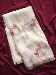 Beautiful Premium Gold Crush With Heavy Embroidery Thread Work Saree