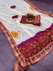 Beautiful Premium Georgette Patola Printed Saree