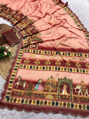 Beautiful Chinon Silk Digital Print With Bhandhani Zarkan Diamond Work Saree
