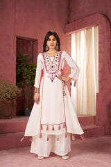 Girly Stylish Thread & Real Mirror With Tassels & Fancy Lace Co-Ord Set