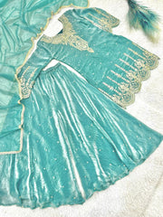 Fancy Designer Fendy Silk Embroidery Sequence Coding Work Suit