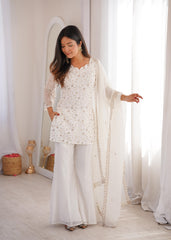 Elegant Crunchy Silk Kurta Set With Bell Bottom & dupatta