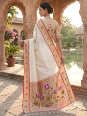 Beautiful Soft Zari Kanchivaram Tissue Paithani Silk Saree