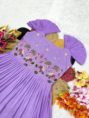 Beautiful Full Stitched Pure Mul Mul Cotton Dual Color Gown