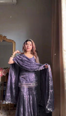 Party-wear Fendy Silk Thread & Sequence With Real Mirror Work Suit