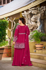 Stylish Festive Special Georgette Embroidery Work Palazzo Set