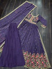 Glamours  Designer Ready-made Georgette With Rich Sequence Embroidered Work Gown