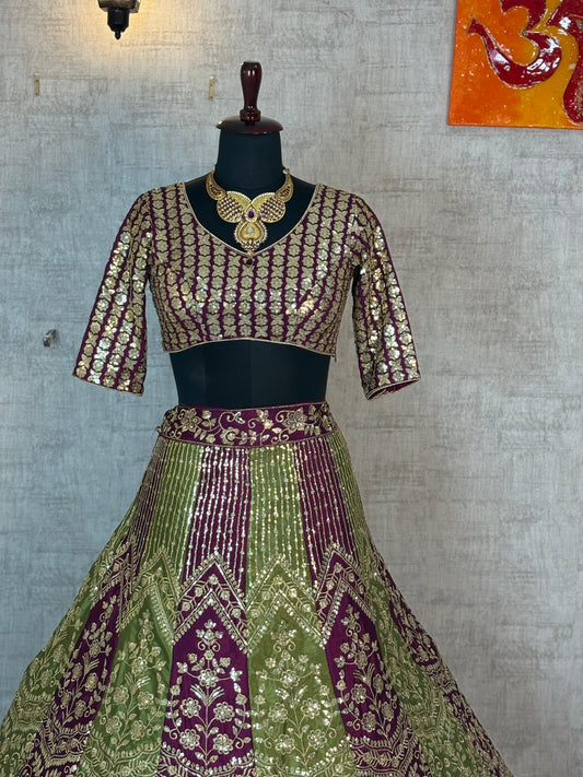 Trending Chinon Silk  Embroidery Sequence Work Lehenga Choli