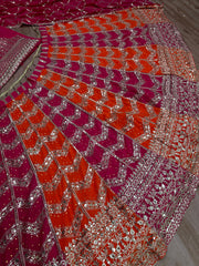 Designer Multi Coloured Georgette Sequence & Zari Embroidery Work Lehenga Choli