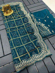 Beautiful Pure Dola Silk Gota Patti Zari & Sequence Work Saree