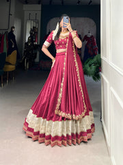 Beautiful Traditional Vichitra Silk Zari Weaving Work Lehenga Choli