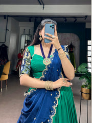Beautiful Tasar Silk Kalamkari Printed Lehenga Choli