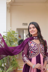 Festival Special Georgette Sequence & Thread Embroidery Work Long Gown
