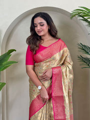 Trending Pure Tissue Silk With Zari Weaving Saree