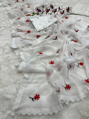 Most Beautiful Georgette Flower Designed Saree