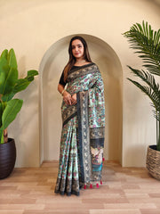 Beautiful Soft Cotton Chanderi With Kalamkari Digital Printed Saree