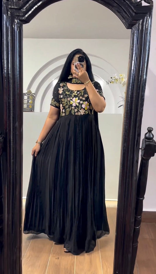 Beautiful Designer Georgette Thread Sequence Work Gown