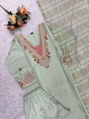 Beautiful Roman Silk Embroidery Sequence Work Salwar suit