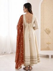 Party-wear Cosmos Gold Lace Work Designer Anarkali Three Piece Set