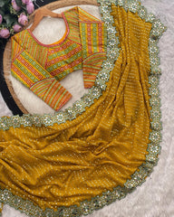 Designer Heavy Sequence Mirror Work Saree