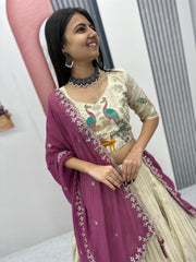 Beautiful Pure Tissue Silk Thread With Sequence Work Lehenga Choli