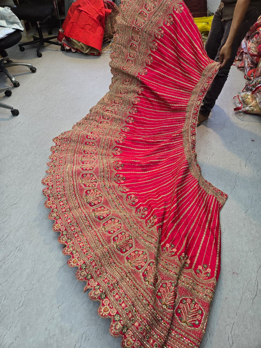 Pink Trending Premium Silk With Zarkan Diamond & Embroidery Work Bridal Lehenga