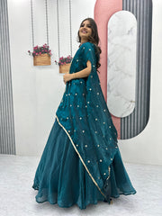 Beautiful Indo Western Fendy Heavy Embroidery Thread & Sequence Work Lehenga