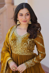 Beautiful Festival Special Fendy Silk With Zari & Sequence Embroidery Work Gown