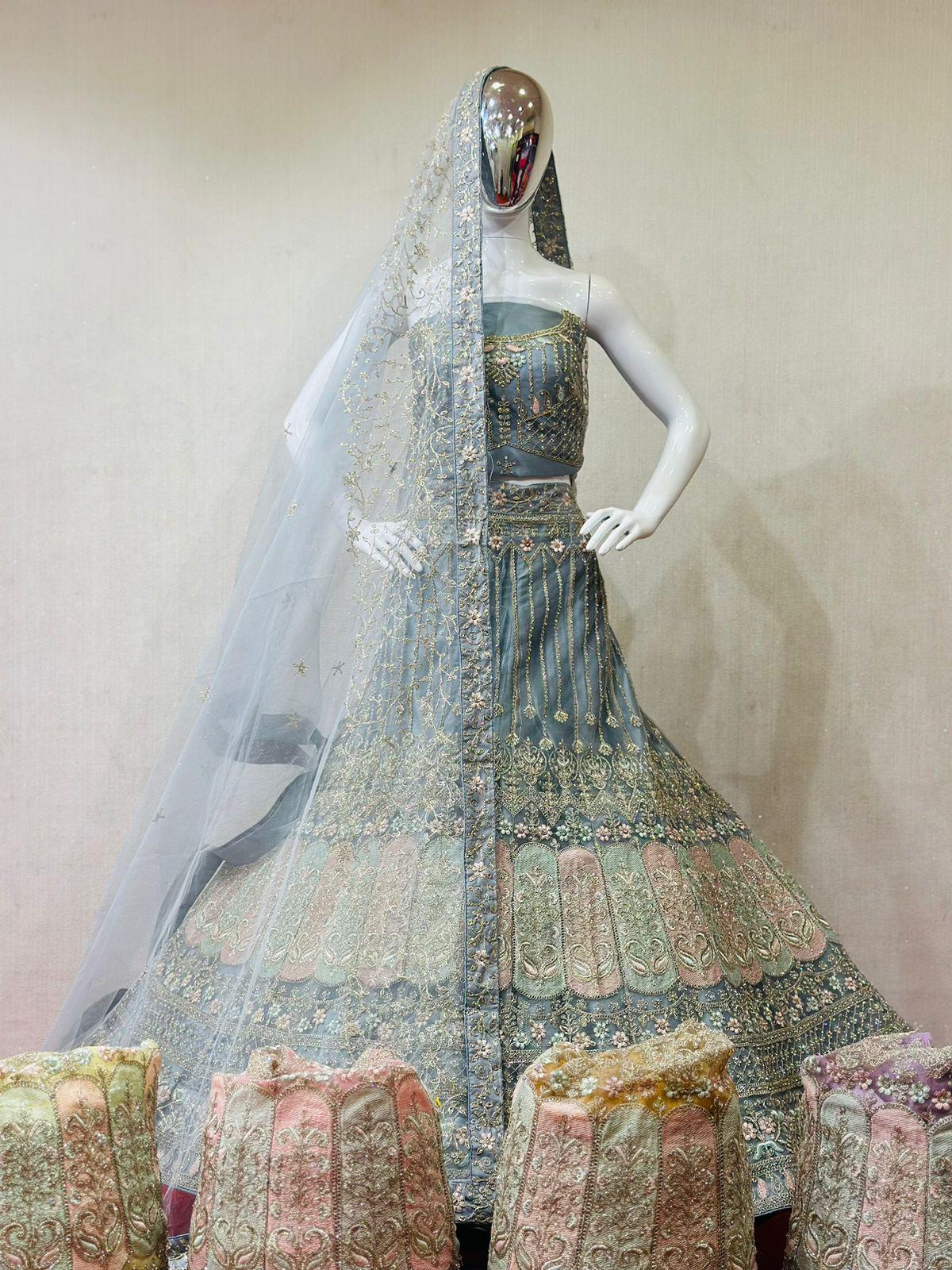 Heavy Multi Work Zarkan Work Bridal Lehenga Choli