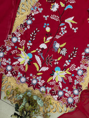 Festive Special Glass Roman Embroidery Work Salwar Suit