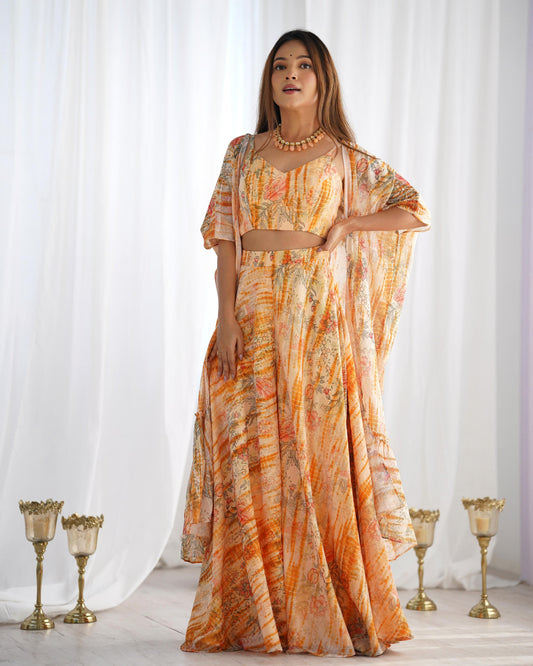 Festivities Special Indo Western Georgette Floral Printed 3 Piece Set