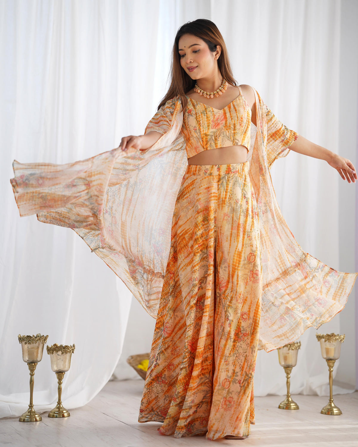 Festivities Special Indo Western Georgette Floral Printed 3 Piece Set