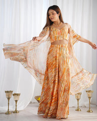 Festivities Special Indo Western Georgette Floral Printed 3 Piece Set