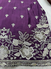 Beautiful Designer Chinon Silk Thread With Sequence Work Sharara