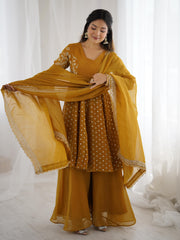 Women’s Ethnic Crunchy Silk Embroidery Sequence Work Sharara