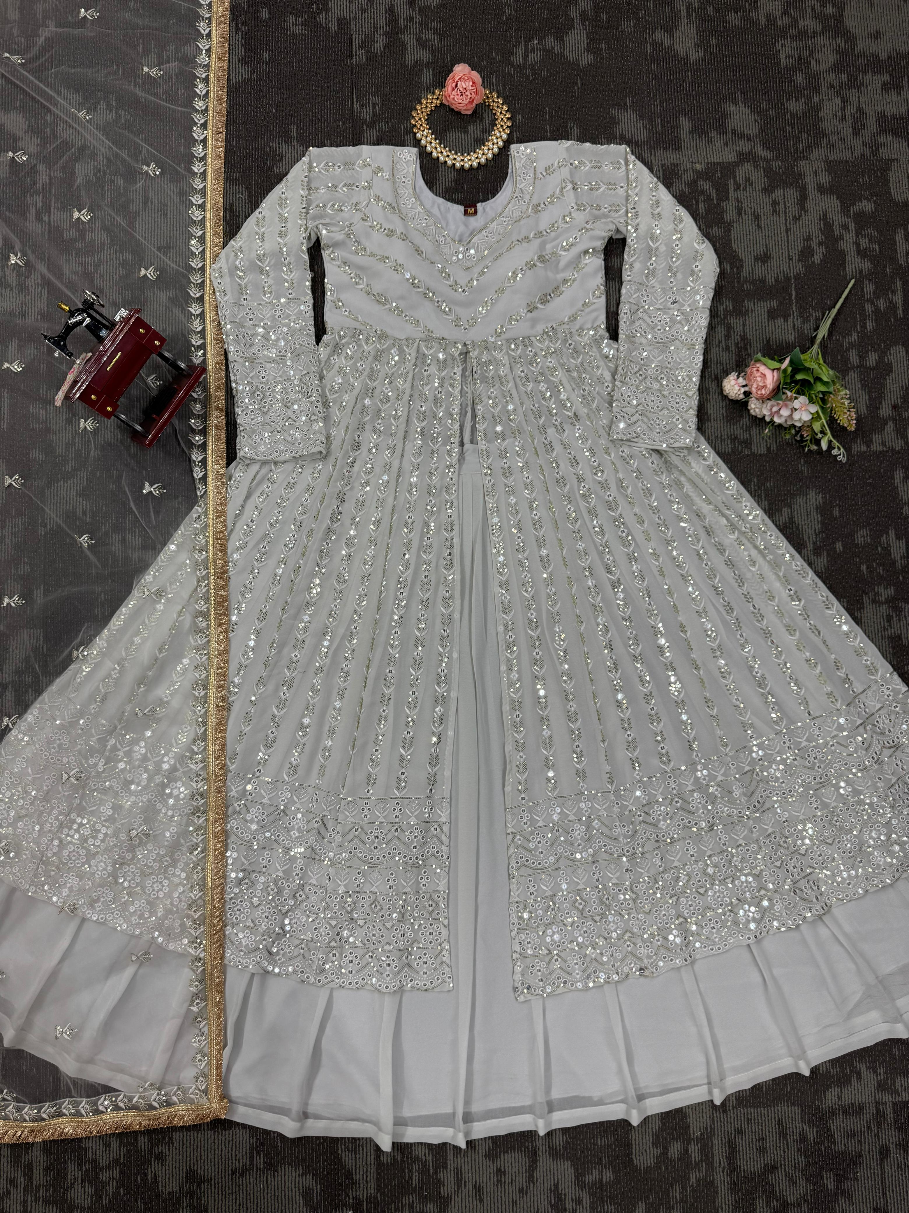 Beautiful Party-wear Georgette Thread With Sequence Work Lehenga Choli