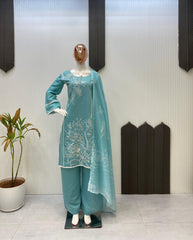 Designer Roman Silk Sequence & Embroidery Work Salwar Suit