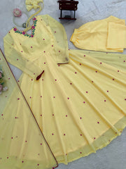Sunshine Yellow Georgette Designer Anarkali Set