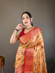 Beautiful Organza Tissue Silk With Different Zari Weaving Saree